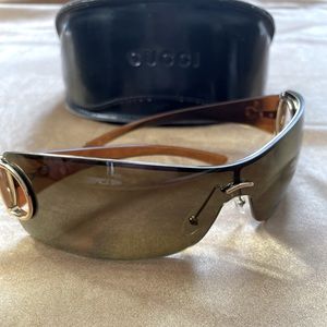 Authentic Gucci Sunglasses, Brown and Gold